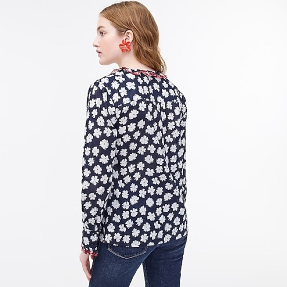 Embroidered Ruffle Blouse In Scattered Daisies - Picture 4 of 6